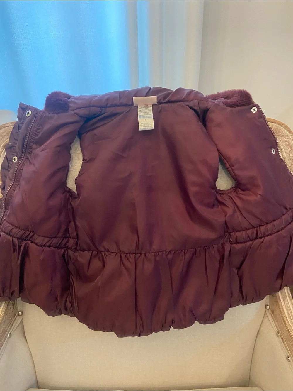 Little Lass Plum Quilted Puffer Vest with Cream Waistband